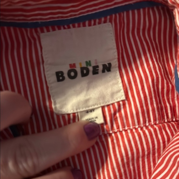 Boden Kids Red Striped Shirt - Picture 2 of 5